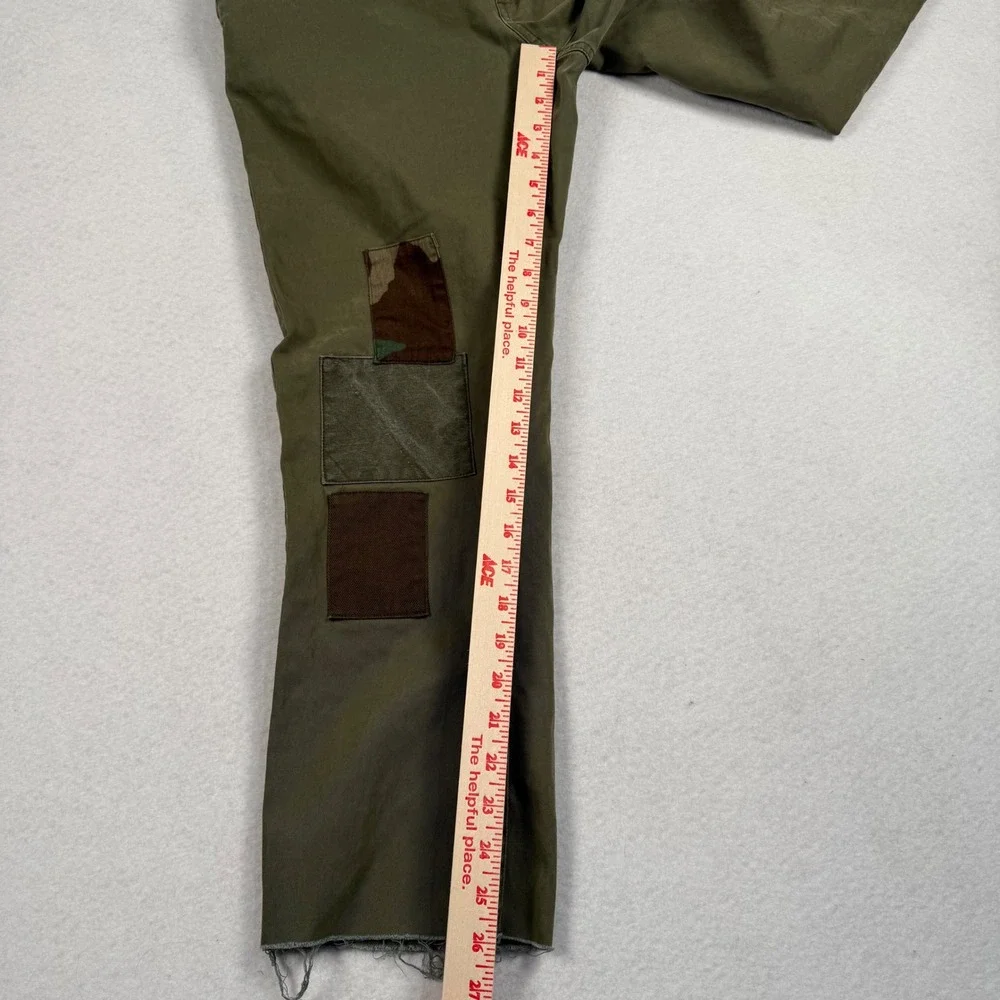Taylor Stitch Chino Pants Mens 31 Olive Green‎ Patchwork Raw Hem Straight Leg